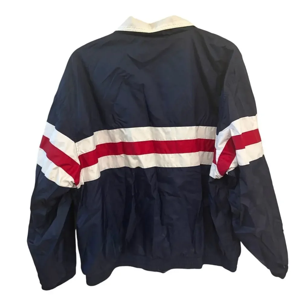 R&Y XXL Navy Red White Windbreaker Jacket Retro 90s Colorblock Nylon ZIp‎